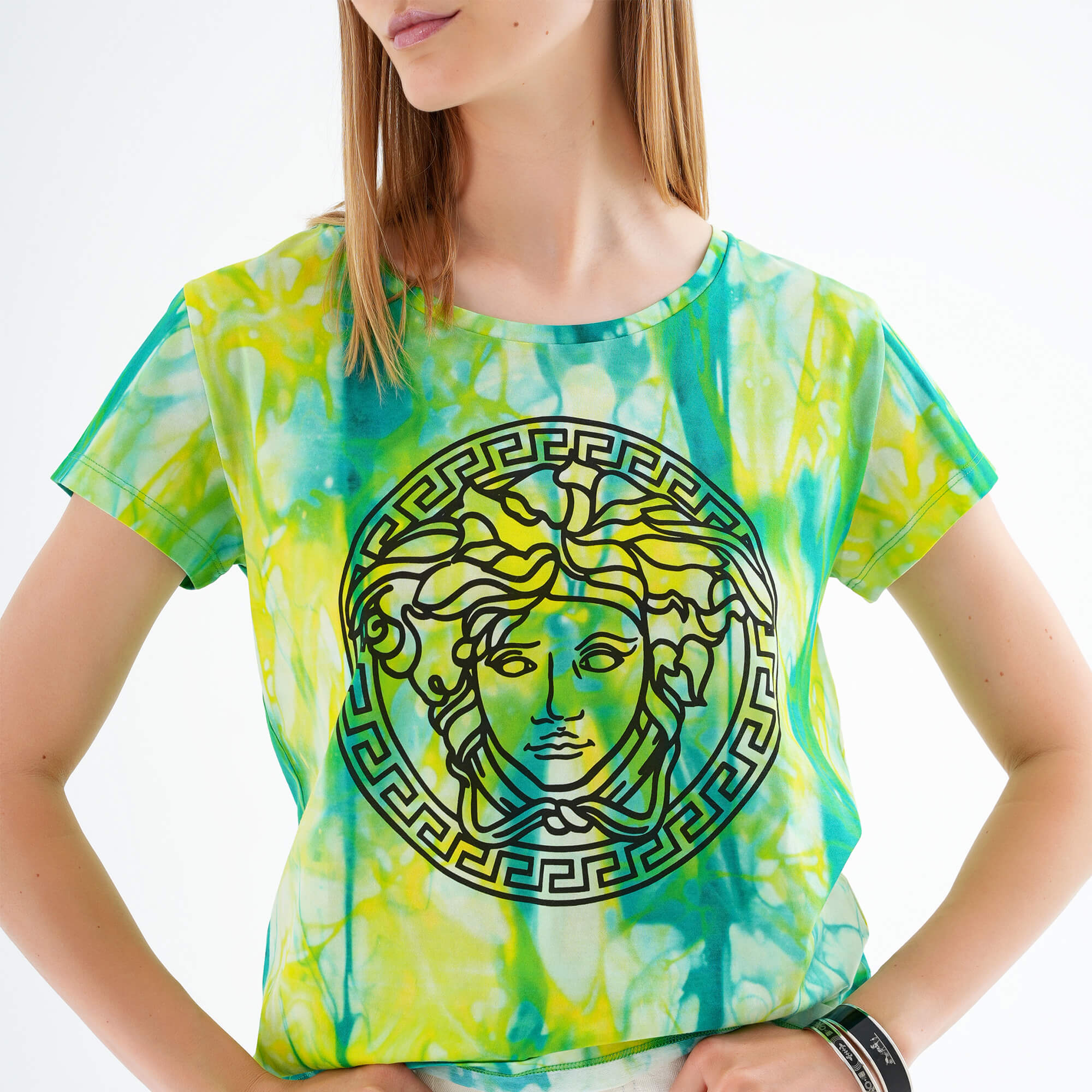 Versace - Green Medusa Head Printed Cotton Tshirt IT40